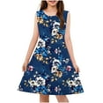 thumbnail image 2 of Delliss Girls Summer Sleeveless Dress Tropical Print Skater Twirly Dresses 4-14Years, 2 of 8