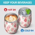 thumbnail image 4 of 12oz Stemless Wine Tumblers Strawberry Plants Fruit Light Pink Pattern Vacuum Insulated Stainless Steel Travel Tumbler Cups Mug with Lid and Straw for Champaign,Cocktail,Beer with Cleaning Brush, 4 of 5
