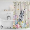 thumbnail image 3 of Easter Shower Curtain, Waterproof Shower Curtains for Bathroom, Country Rabbit Eggs Botanical Flowers Leaves Washable Fabric Bathtub Curtain Set Bath Decor with 12 Hooks Standard 72"x72", 3 of 8