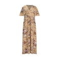 thumbnail image 4 of Uaswgudfs ​Floral Women's V-Neck Short Sleeve Midi Dress​ - Cotton Chiffon Summer 2025 Flow Style for Women Orange 2XL, 4 of 6