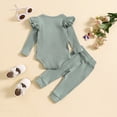 thumbnail image 5 of TOWED22 Baby Girl Jumpsuit Clothes 3pcs Sets Long Sleeve Crew Neck Cute Print Romper + Bow Pants Headband Fall Winter Outfits Set(AG,3-6 M), 5 of 7
