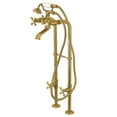 thumbnail image 7 of Kingston Brass KRTRS7035266K7 70-Inch Solid Surface Oval Double Ended Freestanding Tub with Faucet Combo and Drain in Brushed Brass, 7 of 7