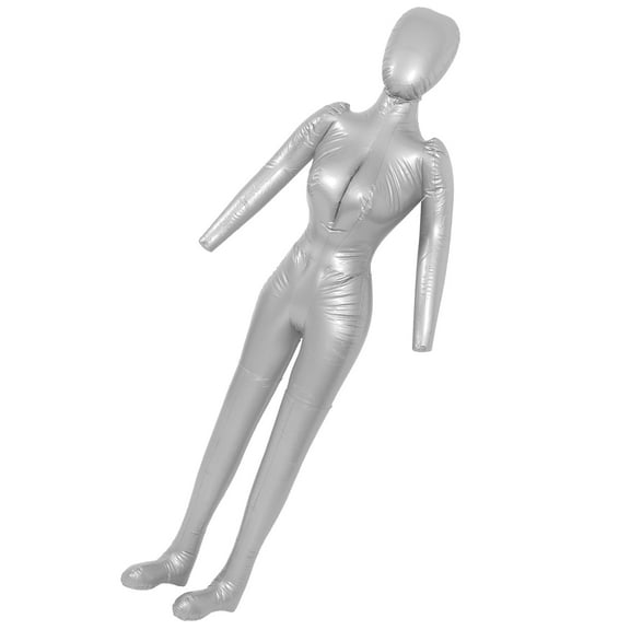 OUNONA Inflatable Female Mannequin for Clothes Display Made of PVC Silver Color Simple and Practical Design
