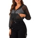thumbnail image 4 of INSPIRAR CHIC Sudadera con cremallera para mujer 2023 Moda Chaquetas bomber de malla transparente L Negro, 4 of 6