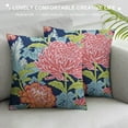 thumbnail image 3 of JEUXUS Chinoiserie Peony Flower Throw Pillow Covers  Decorative Navy Pink Floral Couch Pillow Case Outdoor Farmhouse Sofa Cushion Cover Modern Decor for Bed Living Room, 3 of 5