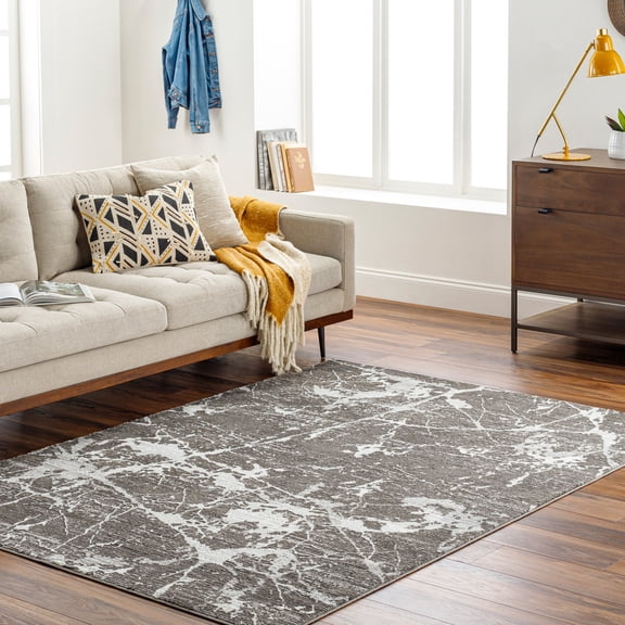 Artistic Wavers Alder Machine Washable Area Rug, 7'7" x 10', Dark Gray