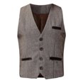 thumbnail image 1 of Qarigey Chaleco de vestir para novios ajustado de vaquero occidental, chalecos de traje de cuero cálidos y de moda, transpirables y elegantes Camisetas, 1 of 6
