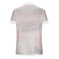 thumbnail image 5 of Hauts d'Été pour Femmes 2023 Mode Oversize Col en V Patchwork en Dentelle Manches Courtes Blouse Décontractée Chemises Col en V en Dentelle pour Femmes, 5 of 5