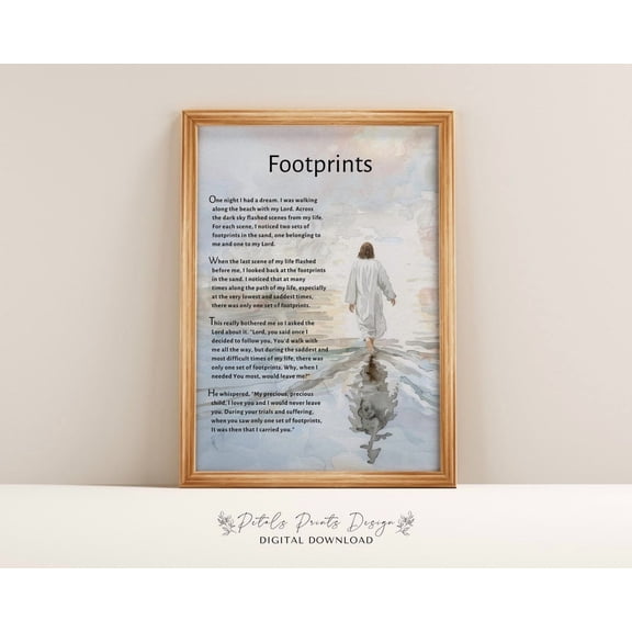 Footprints Poem Print, Jesus, Good Shepherd Home Decor UNFRAMED Poster, Wall Art for Decor, Present, 8x12
