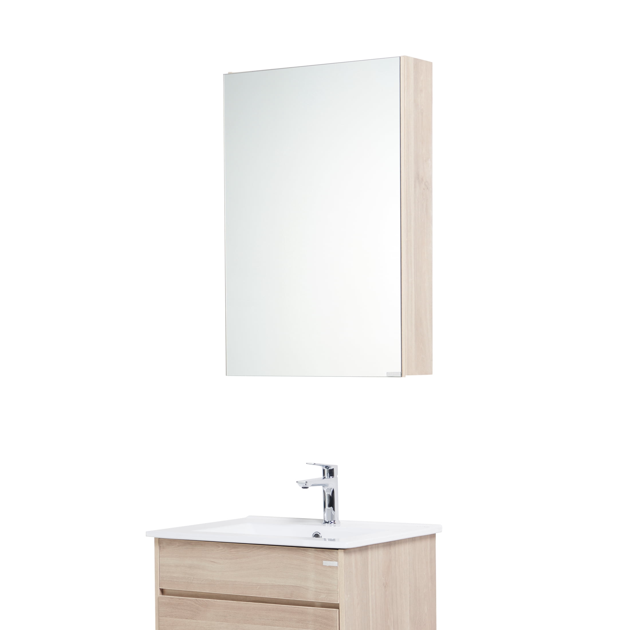 LUXE Bidet Zeno Bathroom Vanity, Medicine Cabinet, Sink, Wooden Finish