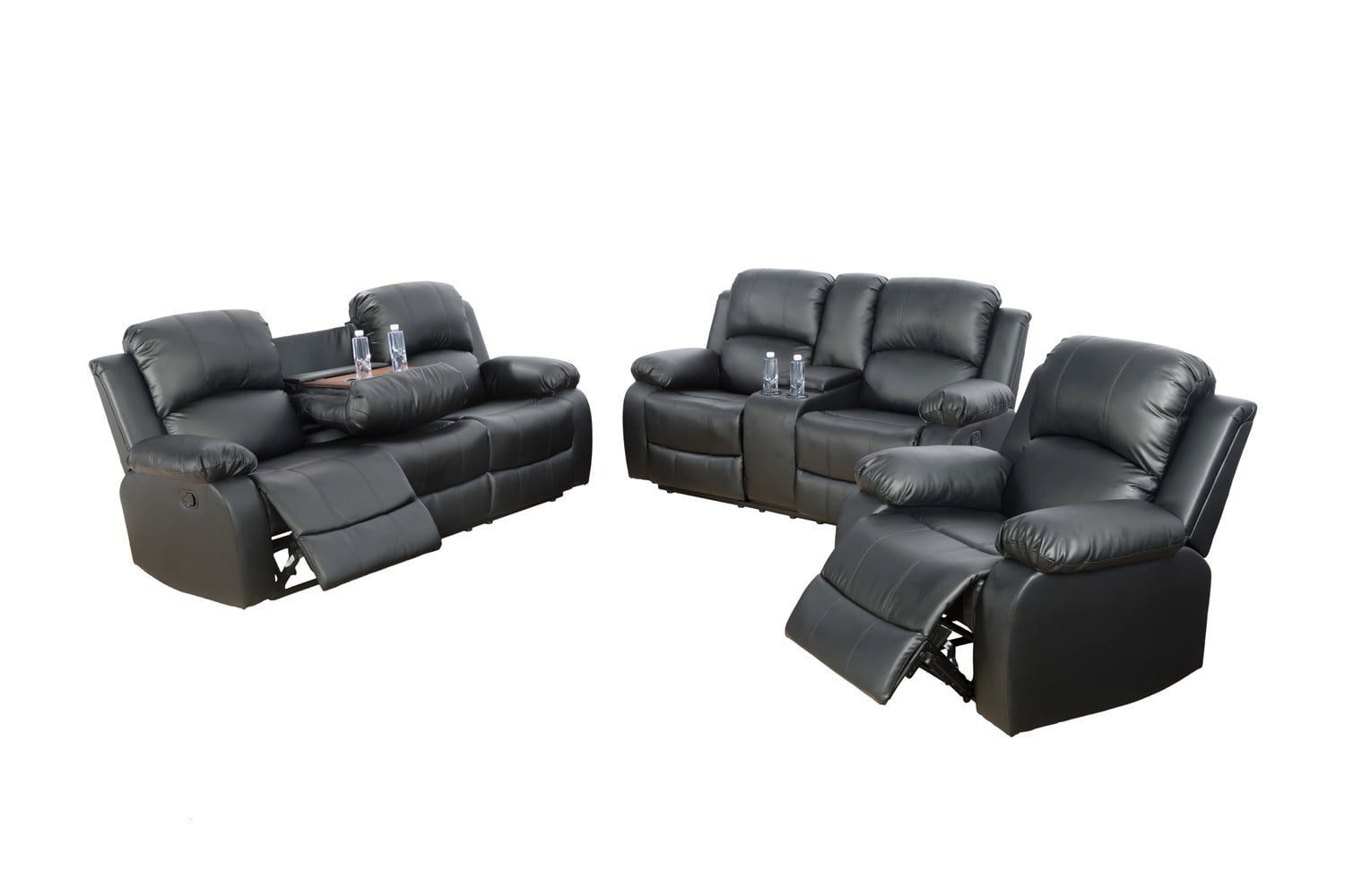 Ainehome 3Pieces Recliner Sectional Sofa Set with 2 Cup Holder Console