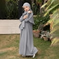 thumbnail image 4 of RXMEKW Ensemble de Robe Musulmane avec Châle pour Filles Manches Longues Col Rond Robe à Volants Tenue 2 Pcs Rose, 4 of 8