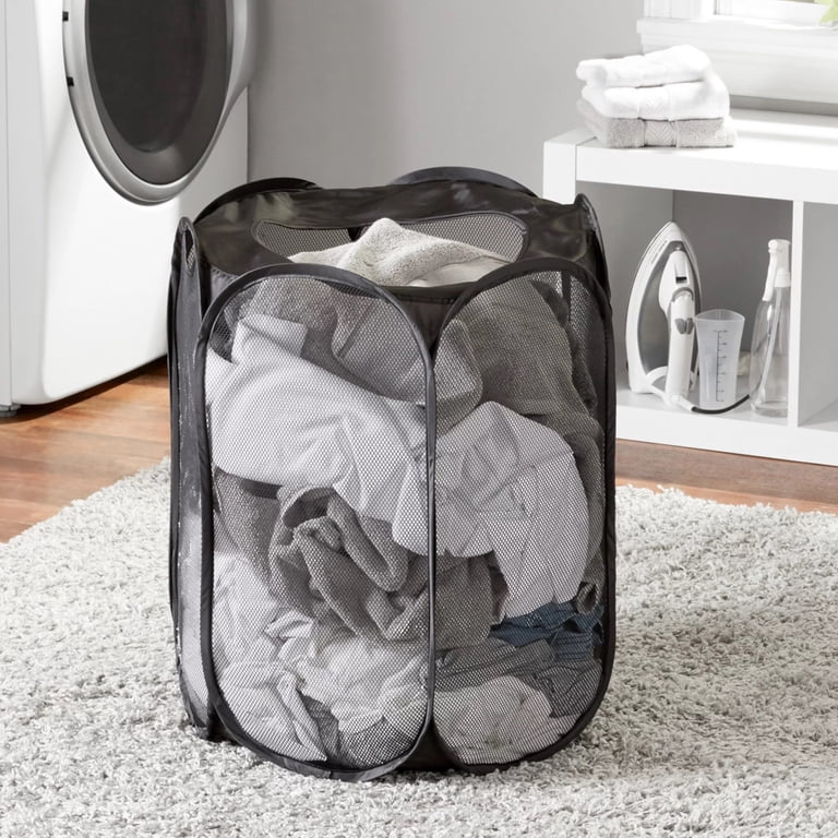 Mainstays Black Pop-Up Hexagon Mesh Laundry Hamper photo 6