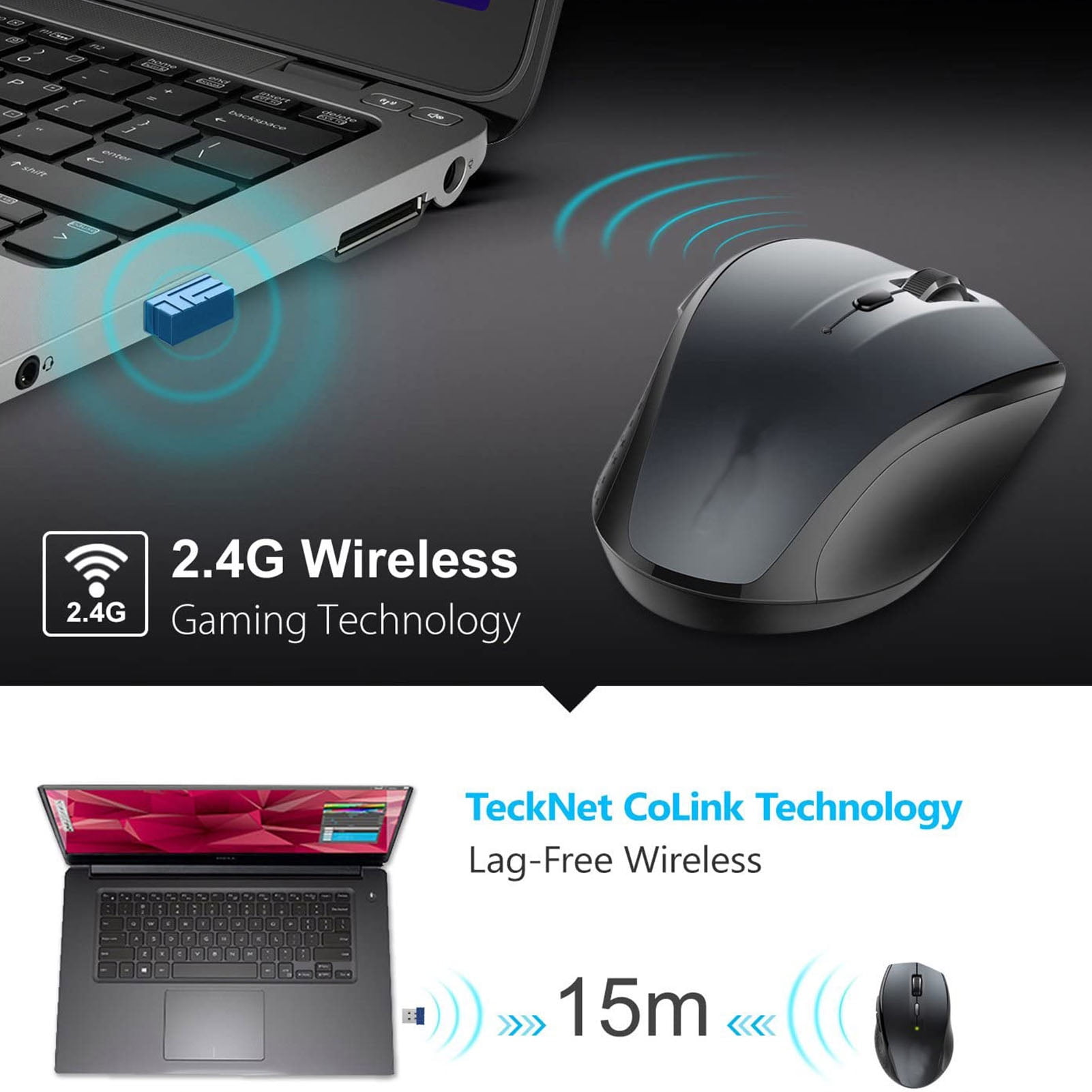 (30 pack) Suproot Wireless Keyboard and Mouse, Black 2.4GHz Ultra Thin Full Size Wireless Keyboard Mouse Combo Set with Number Pad for Laptop, PC, Desktop