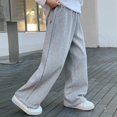 thumbnail image 4 of UACY Boy's Athletic Sweatpants Wide Leg Casual Fall Letter Sports Elastic Waist Baggy Pants Kids' Youth Open Bottom Sweatpant (Grey, 13-14 Years), 4 of 8