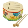 thumbnail image 4 of Tambor de 3 Tonos Estampado de Animales de Dibujos Animados para Aprendizaje de Macarena Juguete de tambor de tres tomones de madera, 4 of 6