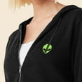 thumbnail image 5 of Dalix Alien Embroidered Fleece Zip Washed Hoodie Cold Fall Winter Women in Black XS X-Small, 5 of 5