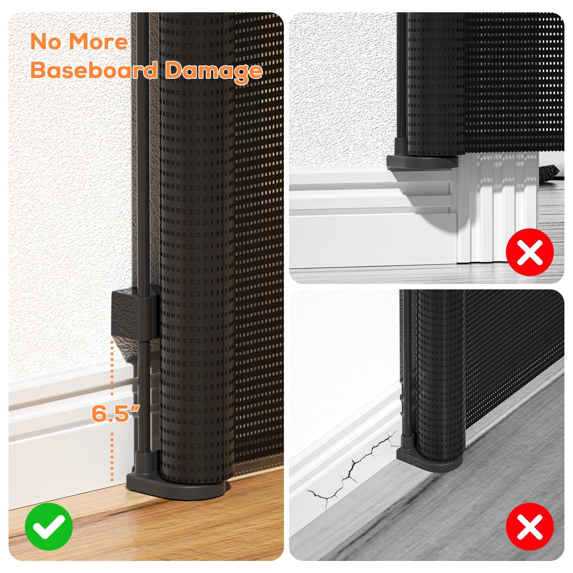 Retractable Baby Gate, TULILLO 48in Tall Baby Safety Gate, 59" Wide Baby Gate Dog Gate for Stair, Doorway, Auto-Lock,Black