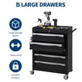 thumbnail image 4 of Coffre à Outils à 5 Tiroirs, Chariot à Outils Roulant avec Roues, Armoire de Rangement pour Outils Grande Capacité avec Verrouillage à Clé, Boîte Organisatrice d'Outils pour Garage, Atelier, Entrepôt - Noir / Rouge / Bleu, 4 of 7