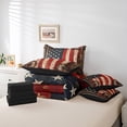 thumbnail image 5 of Homewish Vintage American Flag Bedding Comforter Set 7 Pieces, Old Barn Door Full Bedding Set, Stripes Abstract Ombre Reversible Fitted Sheet Flat Sheet, Breathable Home Decor, 5 of 7