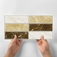 thumbnail image 7 of 6 Pcs Peel and Stick Tiles Stickers Mosaic Brick Pattern 5.91" x 11.81" Beige Brown Gray Wall Decals Marble DIY Decor Removable Backsplash, 7 of 7