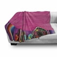 thumbnail image 3 of Mexican Soft Flannel Fleece Blanket, View of Folkloric Serape Blanket Charro and Music Instruments Cultural Elements, Cozy Plush for Indoor and Outdoor Use, 70" x 90", Fuchsia Purple, by Ambesonne, 3 of 6