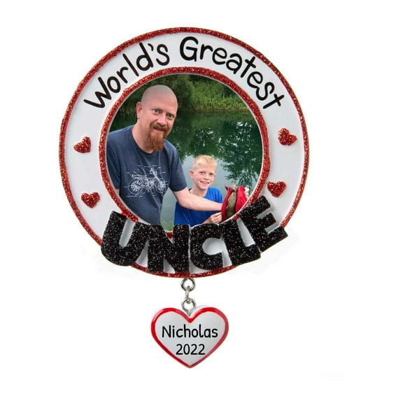 Ornaments by Elves Personalized Greatest Uncle Photo Frame Christmas Tree Ornament 2024 .25 lbs.