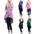 thumbnail image 3 of GENEMA Women Muslim Long Sleeve Blouse Dress Buttons Asymmetric Loose Shirt Tunic Tops, 3 of 19