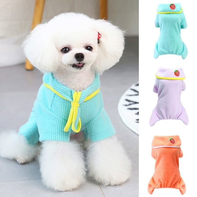 Dog Pajamas Solid Color Dress-up Four-leg Fashion Pet Dog Warm Jumpsuits Outfit for Small Dogs