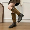thumbnail image 3 of Viluyesy Womens Knee High Boots, Wide Calf Low Heels Pull-On PU Leather Fashion Tall Boots Khaki US9.5, 3 of 7