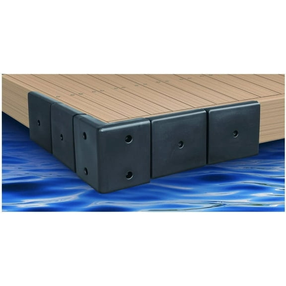 JIF Marine 10-Inch Corner Bumper for Docks – UV-Resistant Blow-Molded Marine Plastic Dock Protector with Solid Flap – Non-Marring Black Corner Guard