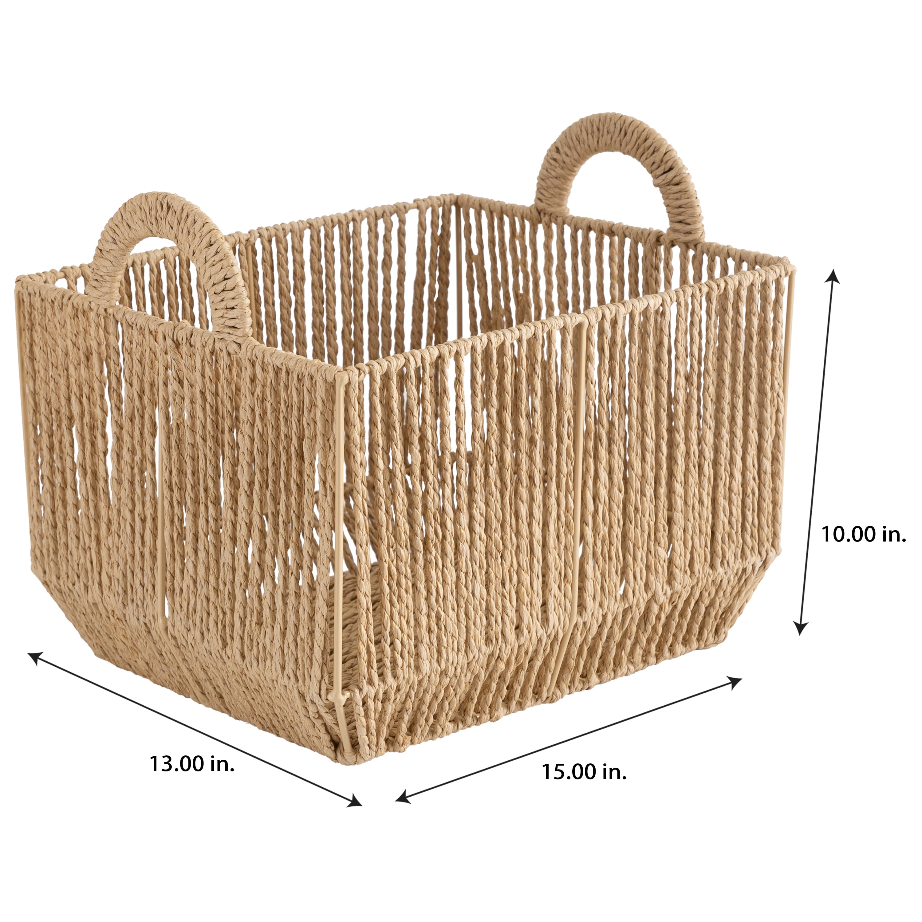Simplify Vertical Weave Storage Basket Vertical Weave Paper Rope, Decorative Baskets, Handles