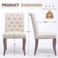 thumbnail image 3 of QuzyAor Tufted Chenille Dining Chair Set of 2, Solid Wood Legs Upholstered Seat for Home Kitchen Living Room Farmhouse, Beige, 3 of 9