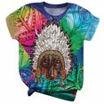 thumbnail image 2 of Hauts d'Été Grande Taille pour Femmes Manches Courtes Imprimé Animal 3D Col Rond T-Shirt Blouse Col en V Femmes en Solde, 2 of 6