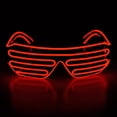 thumbnail image 2 of Light Up Flashing Shutter Neon Rave Glasses El Wire LED Sunglasses Voice Activated Glow DJ Costumes for 80s, EDM, Party, 2 of 5