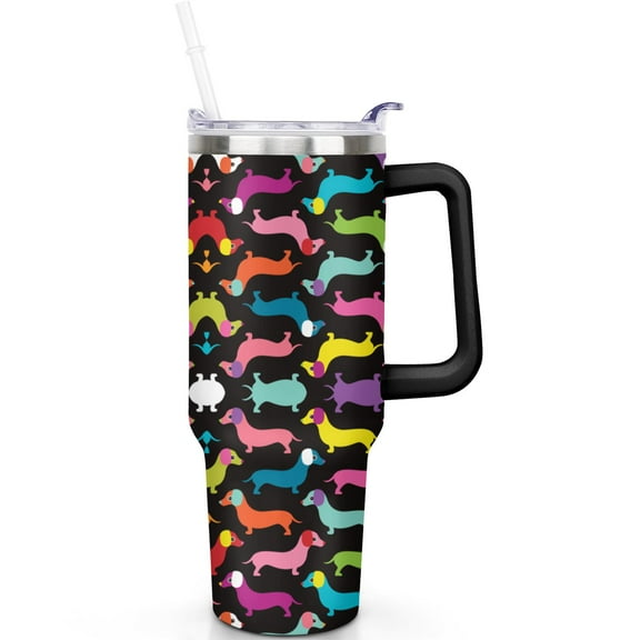 40oz Tumbler for Dog Enthusiasts – Insulated Stainless Steel with Flip Straw Lid, Handle, Perfect for Travel and Gifting