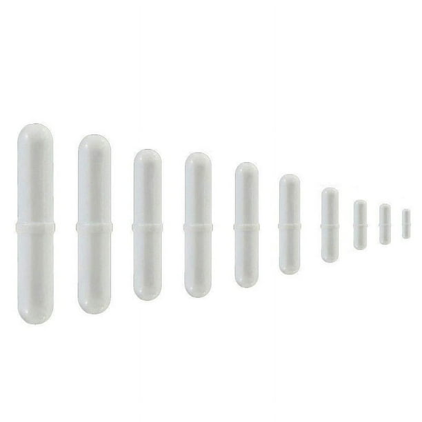 10 Piezas PTFE Mezclador Agitador MagnéTico Barra Agitadora Spinbar Agitador para Uso en Laboratorio Color Blanco
