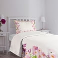 thumbnail image 3 of Ambesonne Shabby Flora Quilted Bedspread Set 2 Pcs, Spring Blossoms, Twin Size, Multicolor, 3 of 5