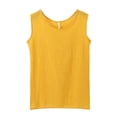 thumbnail image 3 of TRUBKH Linen Crop Tops for Women Crew Neck Women's Sleeveless Tops Cotton Linen Gauze Layering Tank Top Flowy Linen Top Cute Tank Tops Flowy Basic Yellow L, 3 of 5