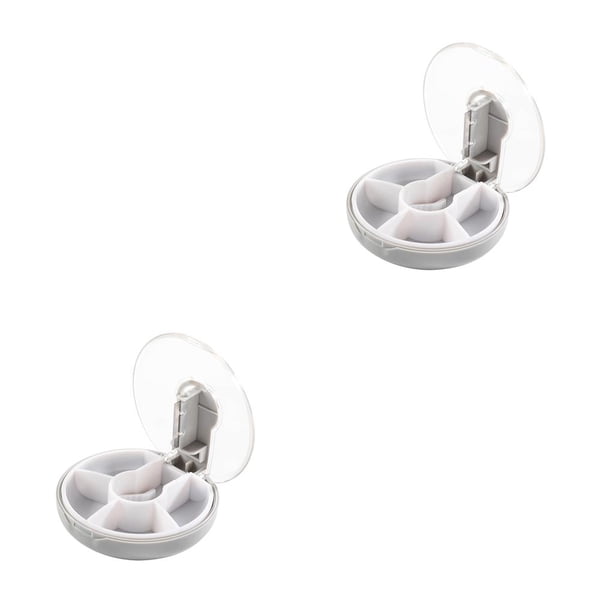 Injueey Pill Splitter Box ABS PC Reutilizable Acero inoxidable Slicer Almacenamiento Tablet Divider Oficina Negocios Viaje Organizador Accesorios Gris gris 2piezas Injueey CBP192193