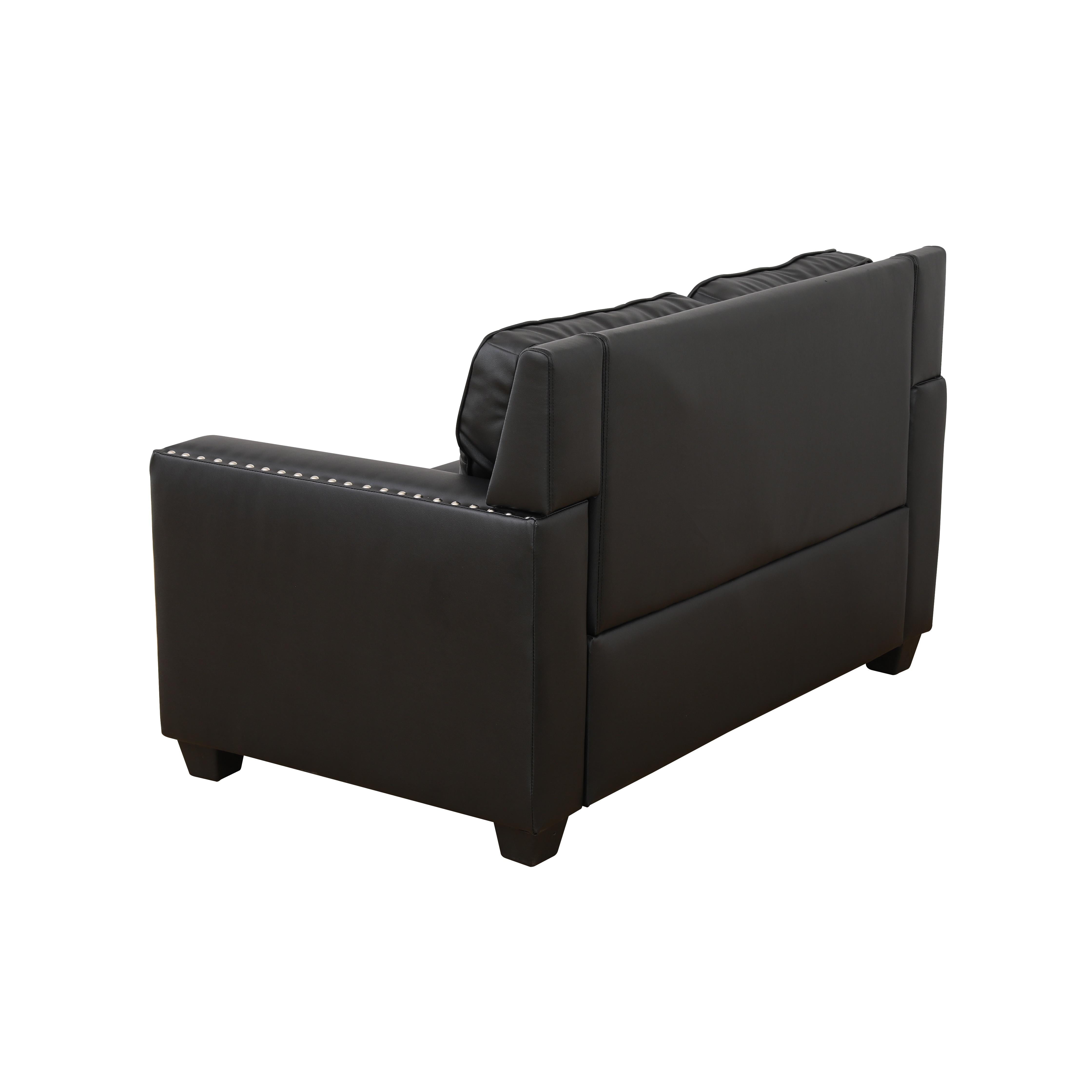 Gewnee 57" Faux Leather Upholstered Loveseats with Nailhead Trim for Living Room,Black