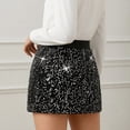 thumbnail image 7 of Levmjia Women's Sequin Skirt Mini Solid Color Holiday Party Bodycon Skirt With Elastic Waist For Club Holiday Festive Vacation Outfit, 7 of 7