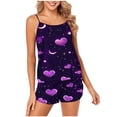 thumbnail image 2 of Puntoco Pijamas para mujer Camisola de mujer Pantalones cortos de manga corta Conjunto de pijama para el hogar transpirable y cómodo, 2 of 4
