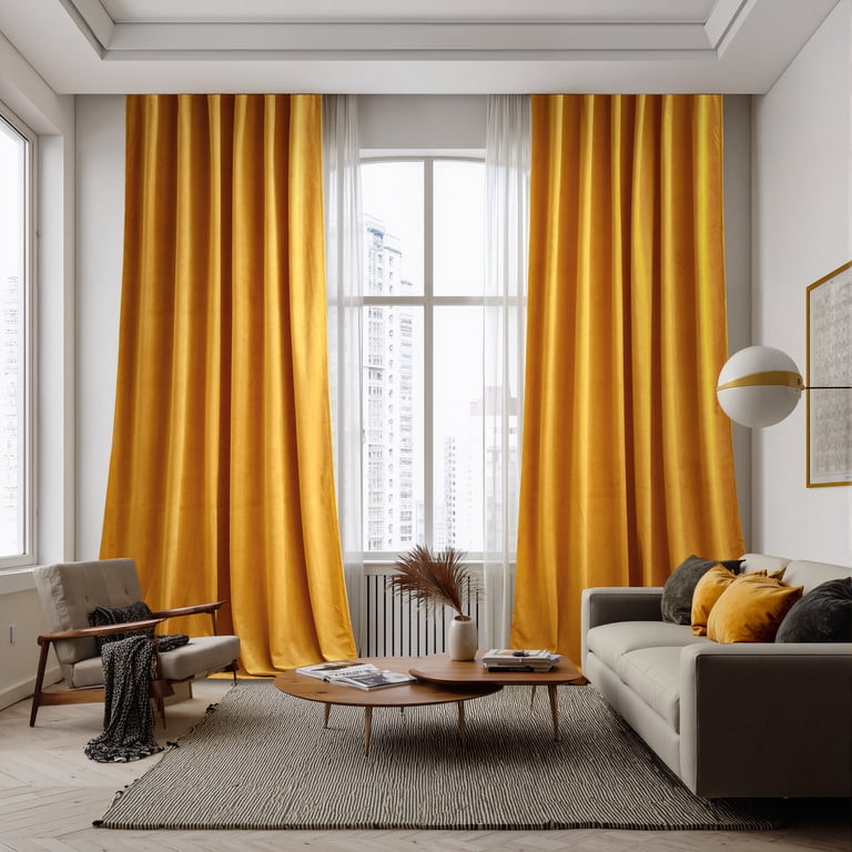 NICETOWN Velvet Blackout Curtains, Fall Gold, 52x96, Set of 2 photo 8