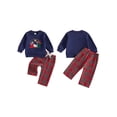 thumbnail image 2 of Cjfdfy Toddler Baby Boy Christmas Outfit Nativity Religious Holiday Long Sleeve Sweatshirt And Plaid Pants Little Baby Cute My First Christmas Fall Winter Clothes 6M-4Y, 2 of 9