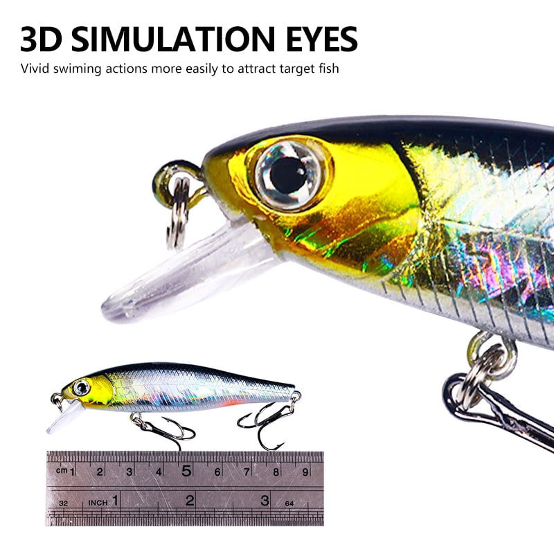 HENGJIA 20 Pack Fishing Lures Hard Baits, 3D Eyes Minnow Fishing Lures Crankbait, Swimbait Fishing Tackle Lure Kit for Freshwater/Saltwater/Topwater, Bass, Trout, Walleye, Redfish