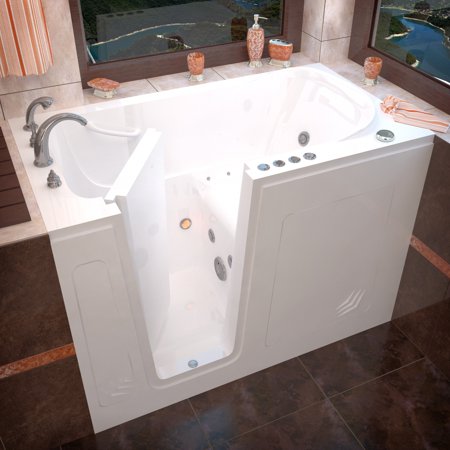 Meditub Walk In 30 X 54 Left Drain White Whirlpool Air Jetted Walk In Bathtub 3054lwd