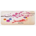 thumbnail image 1 of Year of the Dog Kitchen Mat, Plum Blossom Branches with Canine with Ornamental Leaves Pattern, Plush Decorative Kitchen Mat with Non Slip Backing, 47" X 19", Multicolor, by Ambesonne, 1 of 1