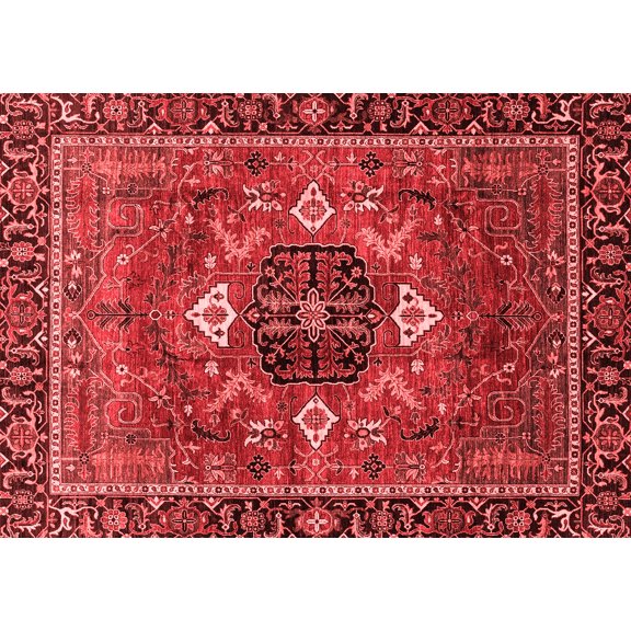 Ahgly Company Machine Washable Indoor Rectangle Persian Red Traditional Area Rugs, 5' x 7'