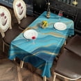 thumbnail image 2 of Blue Marble Gold Wave Pattern Rectangle Tablecloth 60"x120",Waterproof Polyester Rectangle Table Cloth, Wipeable Spillproof Polyester Tablecloth for Dining, Camping, Indoor and Outdoor, 2 of 6